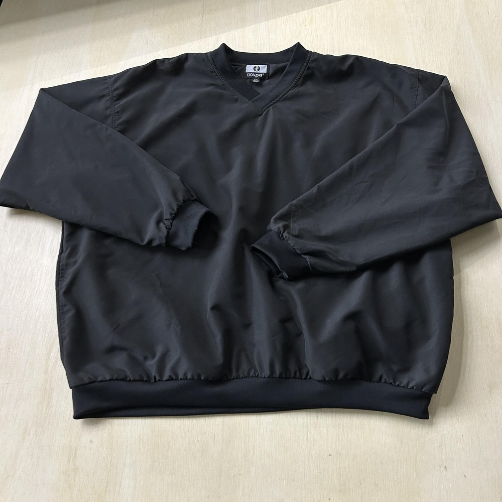 IXSPA Windbreaker Jacket Mens 2XL Black V-Neck Pullover Lightweight Athletic